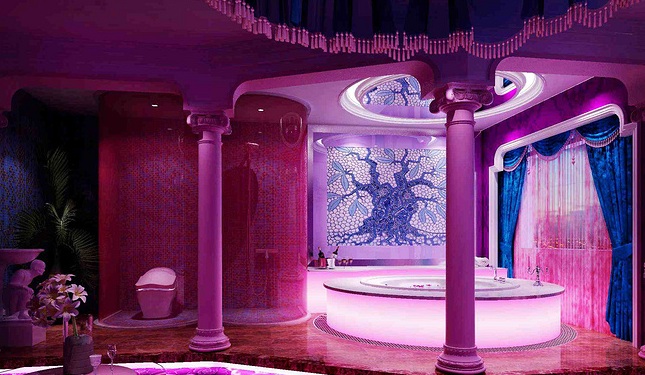 藍(lán)紫色的宮廷風(fēng)情侶酒店設(shè)計效果圖方案