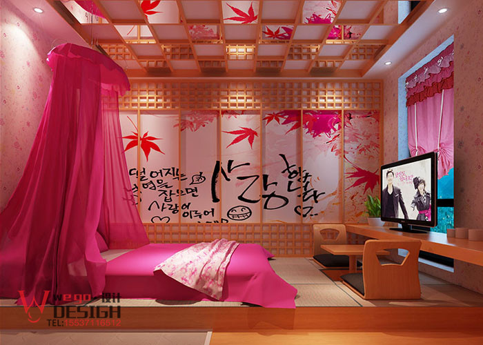 安徽天使之吻情侶主題酒店設計效果圖-時尚英倫風主題房