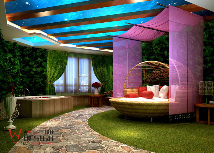 青島甜蜜蜜情侶酒店設(shè)計(jì)效果圖-紅粉佳人主題房