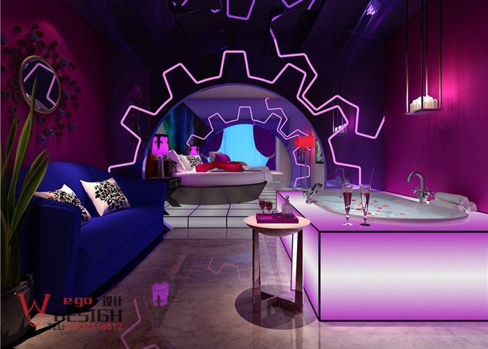 武漢憶青春情侶主題酒店設(shè)計效果圖-心心相印主題房